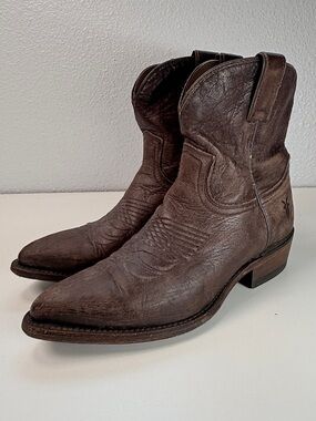 Frye Billy Short Distressed Brown Leather Western Cowboy Boots women size 8 B